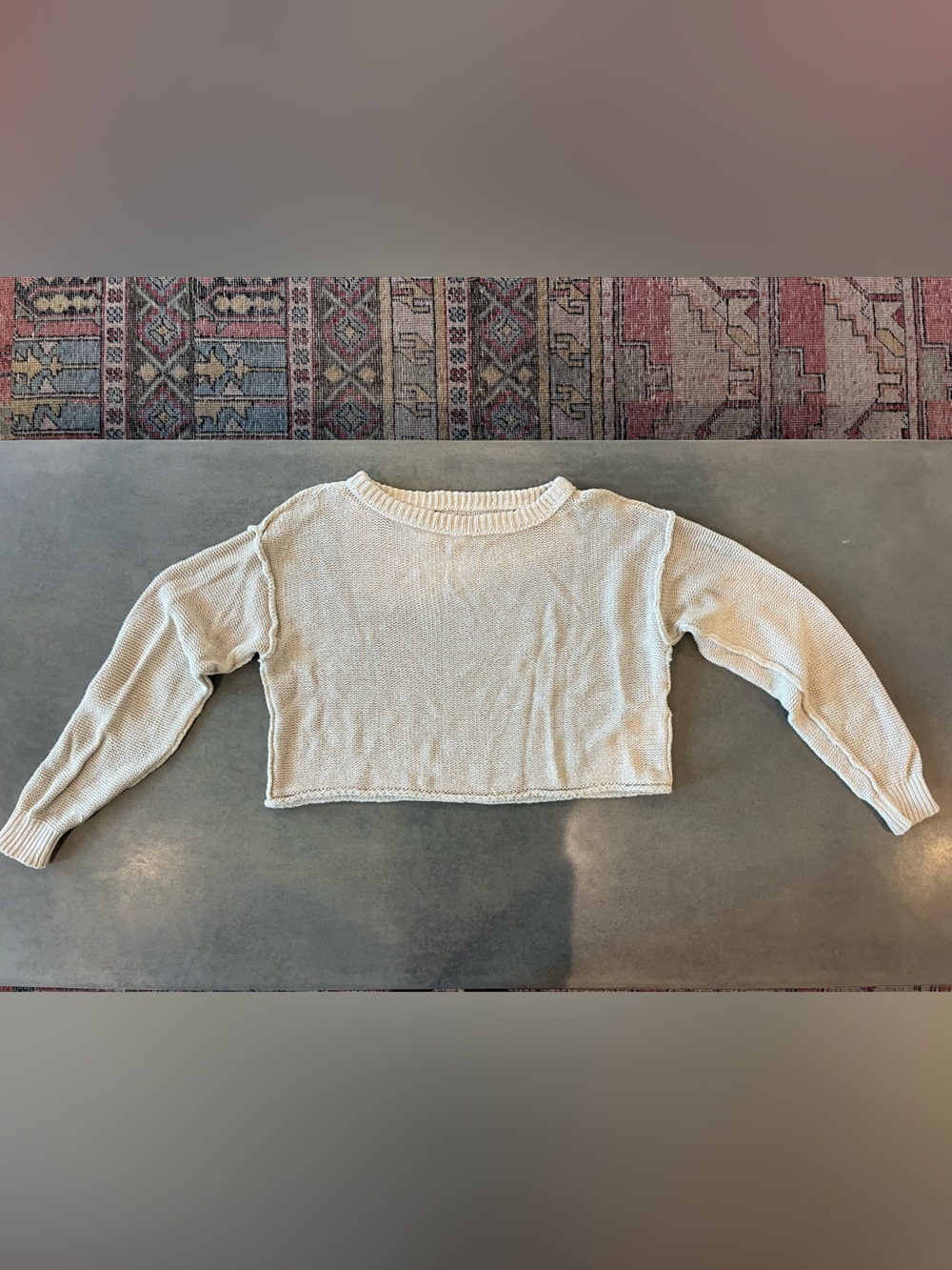 We The Free Cropped Crewneck Sweater in Cream- size small